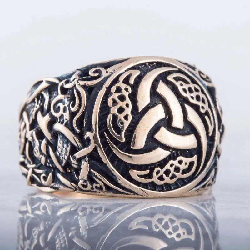 BAGUE TRIPLE CORNE D'ODIN (BRONZE MASSIF) - Viking Héritage