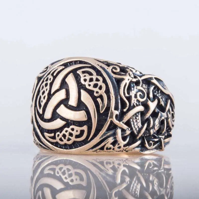 BAGUE TRIPLE CORNE D'ODIN (BRONZE MASSIF) - Viking Héritage