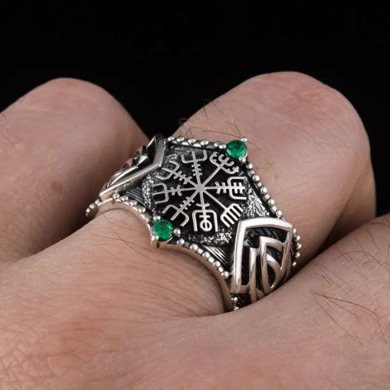 BAGUE VEGVISIR (ARGENT) - Viking Héritage