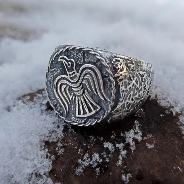 BAGUE VIKING CORBEAU (ARGENT) - Viking Héritage