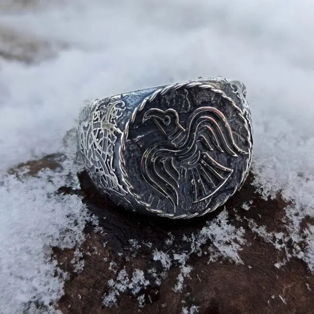 BAGUE VIKING CORBEAU (ARGENT) - Viking Héritage
