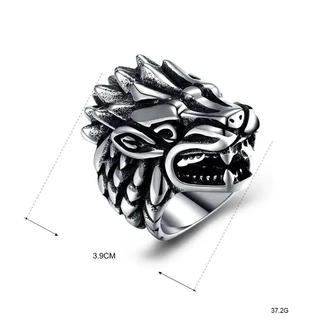 BAGUE VIKING DRAGON NORDIQUE (ACIER) - Viking Héritage