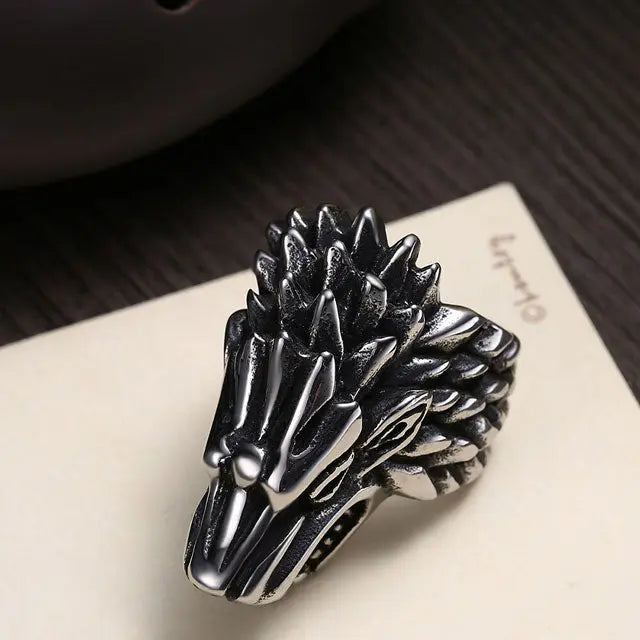 BAGUE VIKING DRAGON NORDIQUE (ACIER) - Viking Héritage