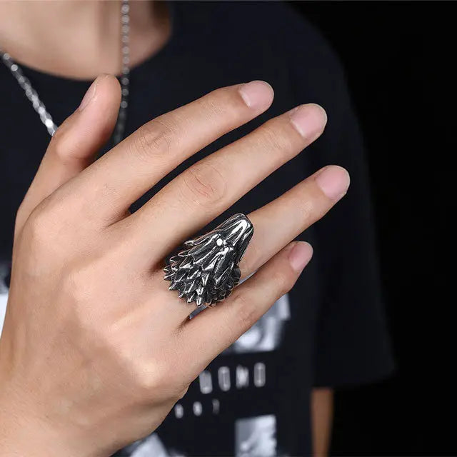 BAGUE VIKING DRAGON NORDIQUE (ACIER) - Viking Héritage