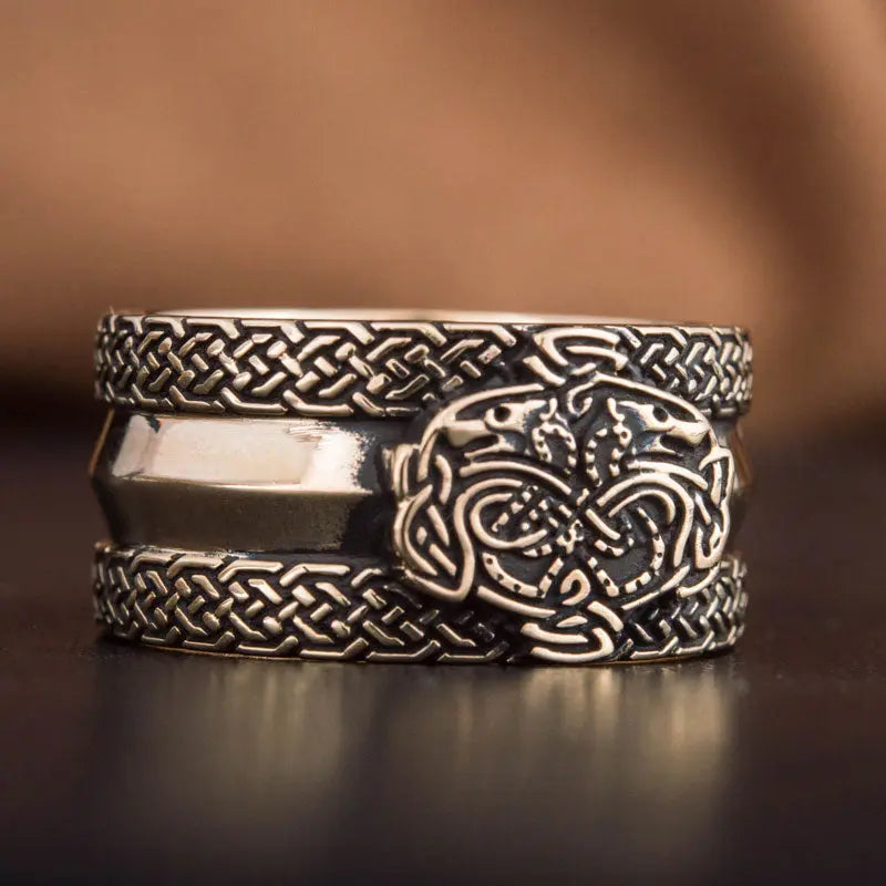 BAGUE VIKING GERI ET FREKI (BRONZE MASSIF) - Viking Héritage