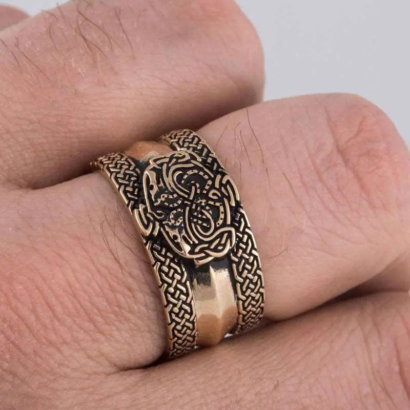 BAGUE VIKING GERI ET FREKI (BRONZE MASSIF) - Viking Héritage