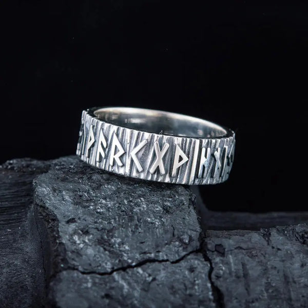 Bague Runes Viking En Argent 925 – Style Vintage 5 Mm, Tailles 49 à 69 – Anneau Homme Femme Personnalisable