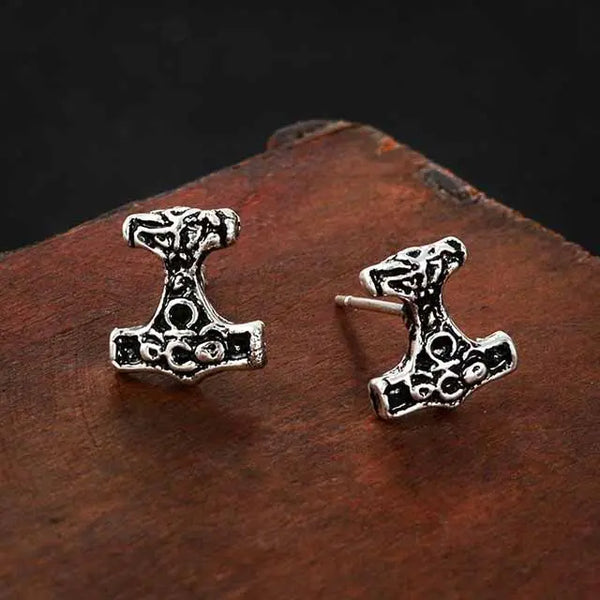 Boucles D'Oreille Viking Homme - Mjolnir, Loup Fenrir Et Valknut En Acier Inoxydable Pour Style Nordique