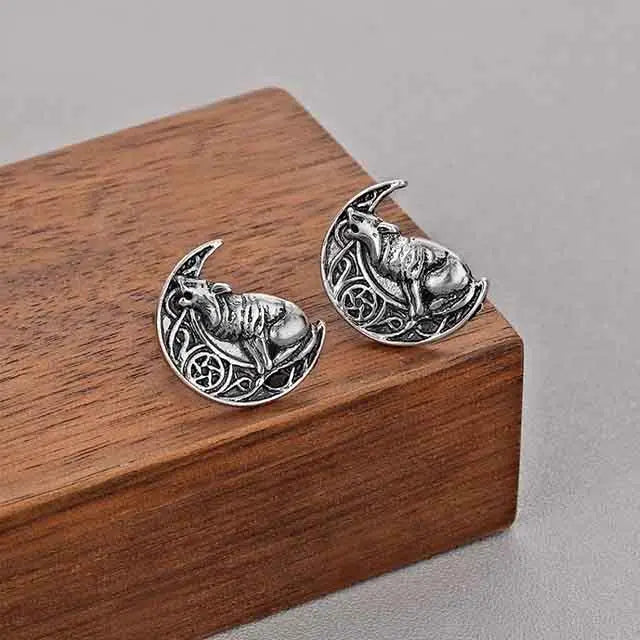BOUCLES D'OREILLES VIKING LOUPS GERI & FREKI - Viking Héritage