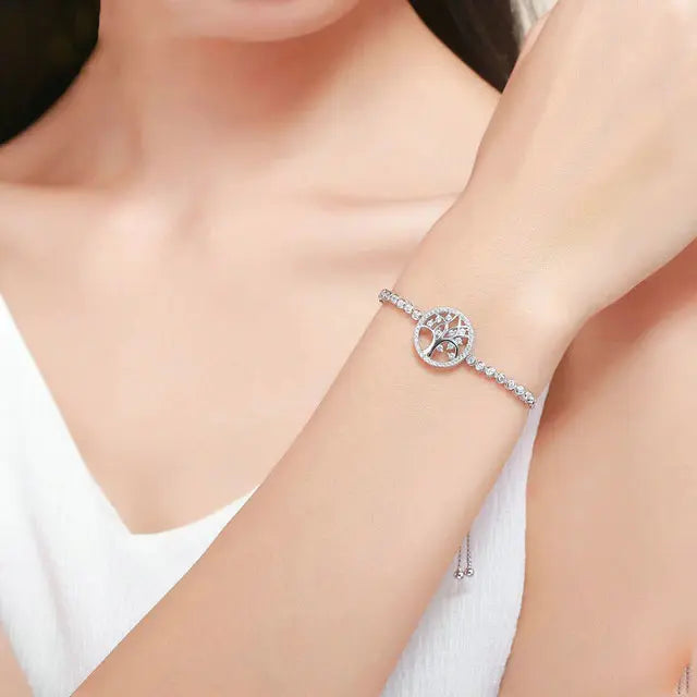 BRACELET ARBRE DE VIE CRYSTAL (ARGENT) - Viking Héritage