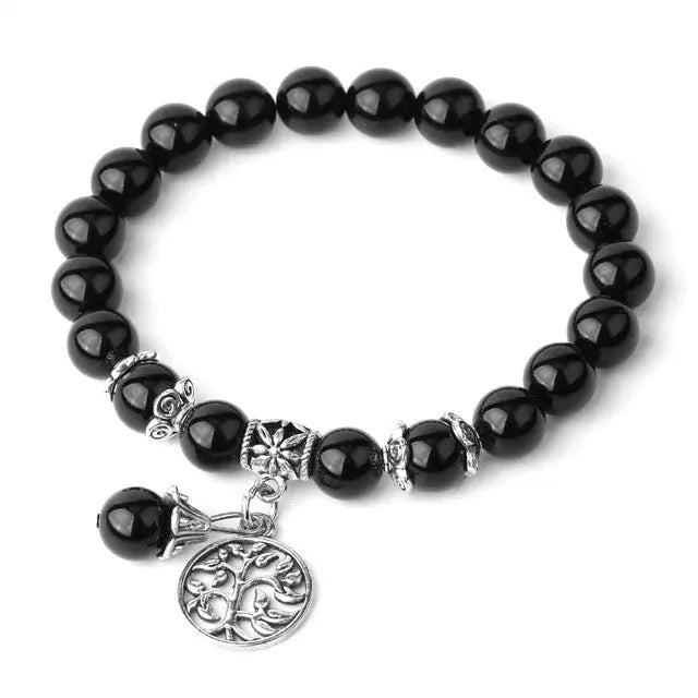 BRACELET ARBRE DE VIE PERLE D'AGATE - Viking Héritage