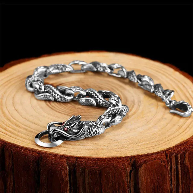 BRACELET DRAGON LÉGENDAIRE (ARGENT) - Viking Héritage