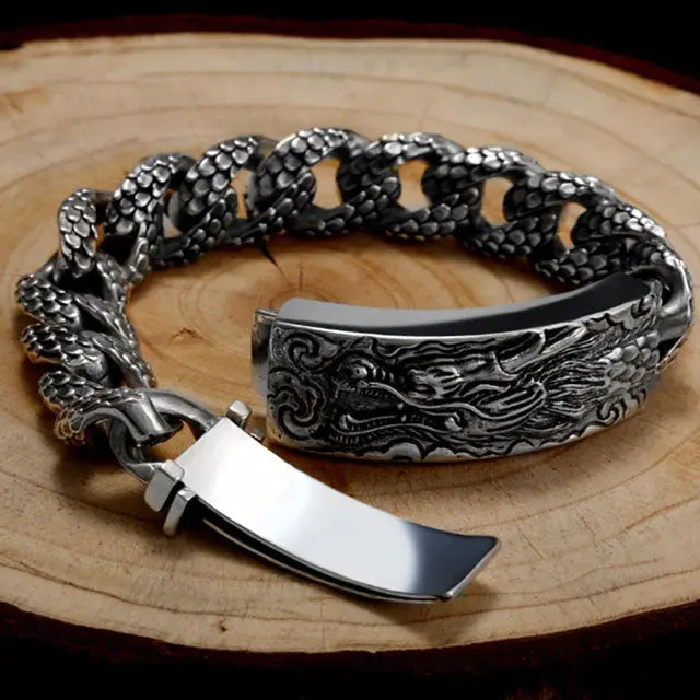 BRACELET DRAGON MYTHIQUE (ARGENT) - Viking Héritage