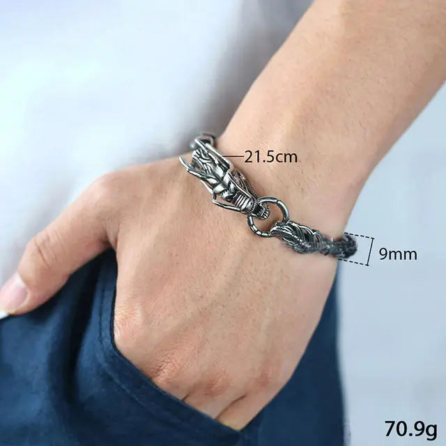 BRACELET DRAGON SACRÉ (ACIER) - Viking Héritage