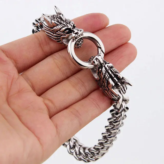 BRACELET DRAGON SIMPLE (ACIER) - Viking Héritage