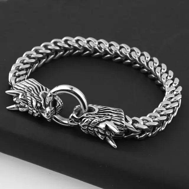 BRACELET DRAGON SIMPLE (ACIER) - Viking Héritage