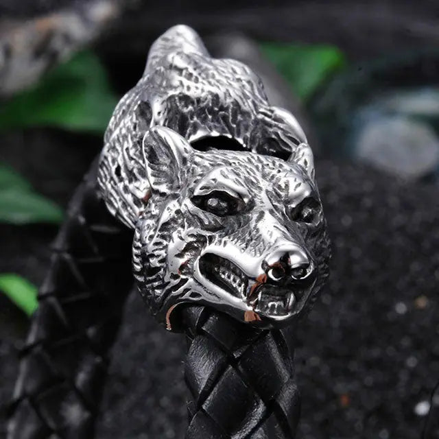 BRACELET EN CUIR LOUP GERI ET FREKI - Viking Héritage