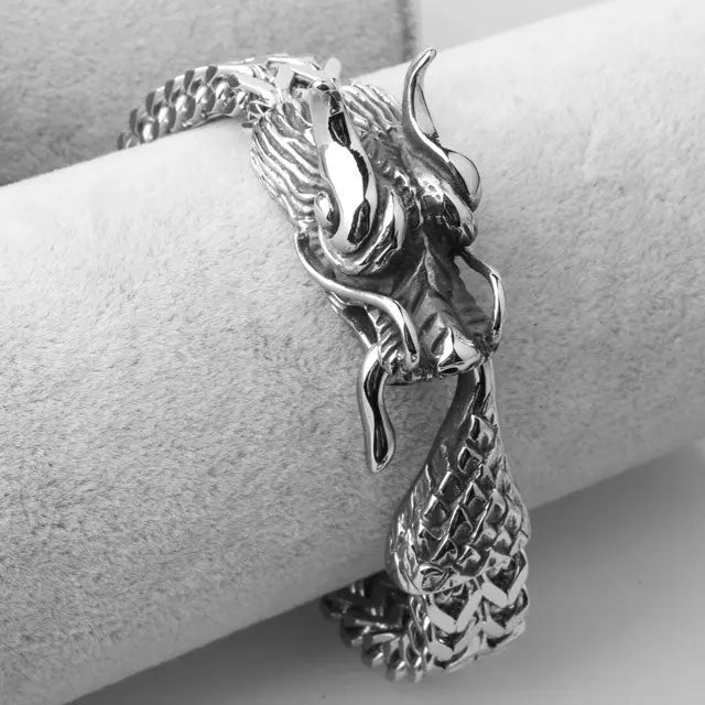 BRACELET ESPRIT DRAGON SCANDINAVE (ACIER) - Viking Héritage