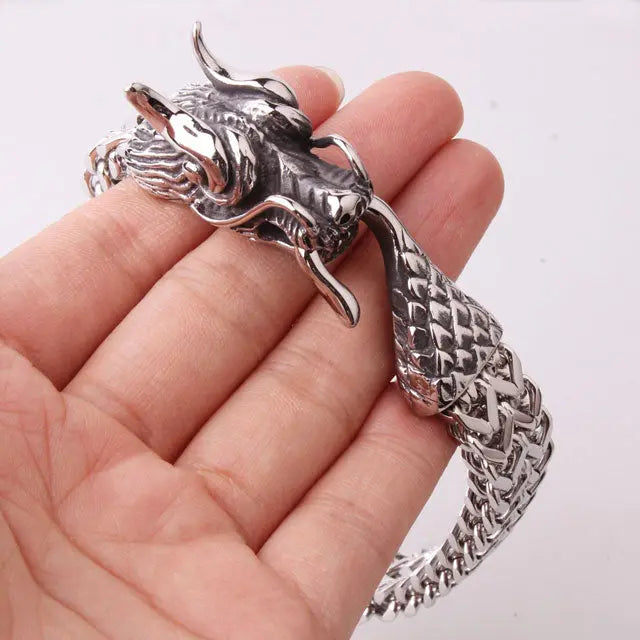 BRACELET ESPRIT DRAGON SCANDINAVE (ACIER) - Viking Héritage