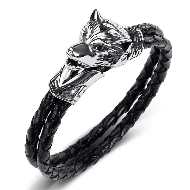 BRACELET LOUP FENRIR EN CUIR - Viking Héritage