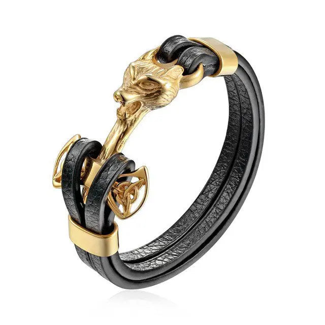 BRACELET LOUP FENRIR ET MJOLNIR - Viking Héritage