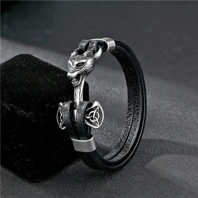 BRACELET LOUP FENRIR ET MJOLNIR - Viking Héritage