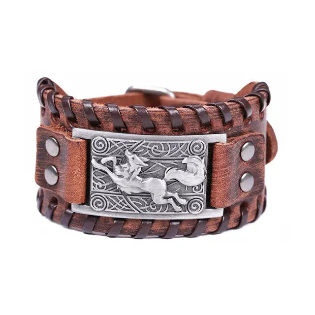 BRACELET LOUP GARM (Cuir) - Viking Héritage