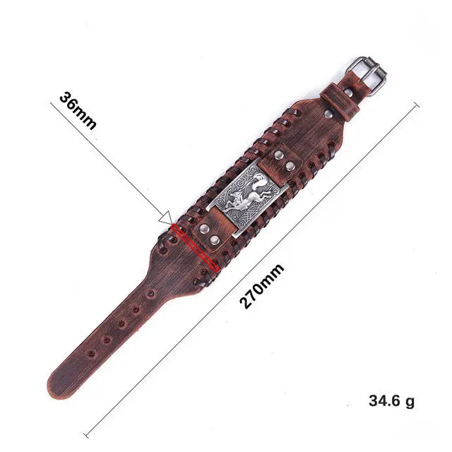 BRACELET LOUP GARM (Cuir) - Viking Héritage