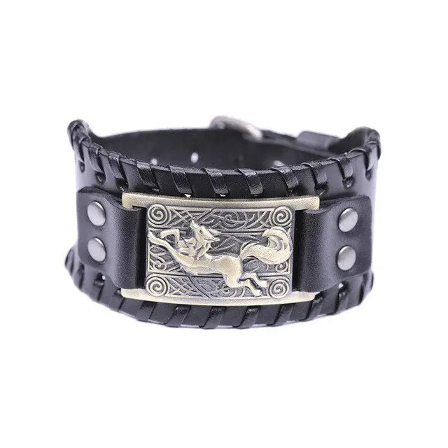 BRACELET LOUP GARM (Cuir) - Viking Héritage