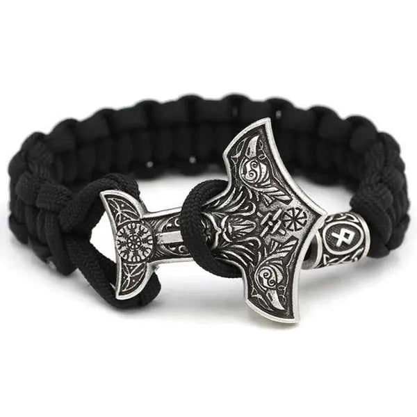 BRACELET MJOLNIR ARGENT - RUNES OTHALA - Viking Héritage
