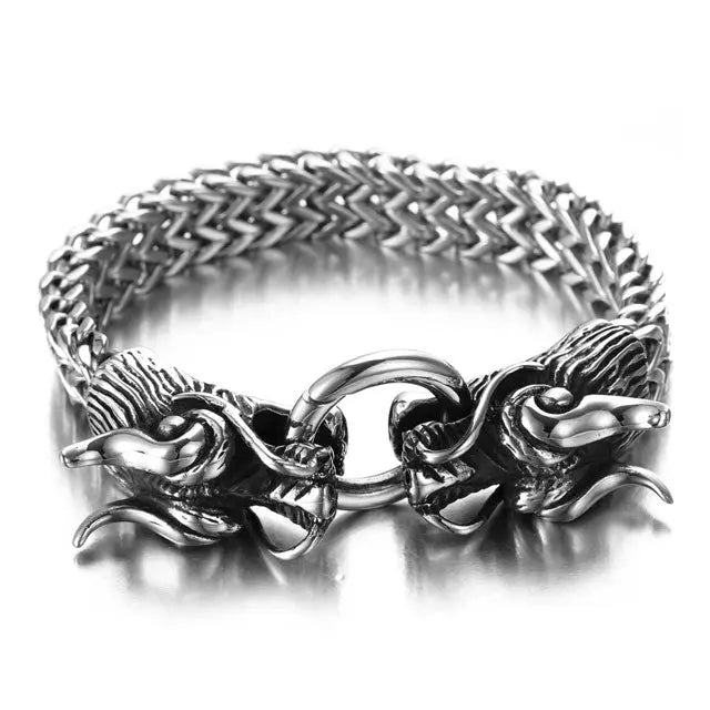Bracelet tête de loup en cuir très masculin marron ou noir Bracelet tête de loup en cuir très masculin marron ou noir