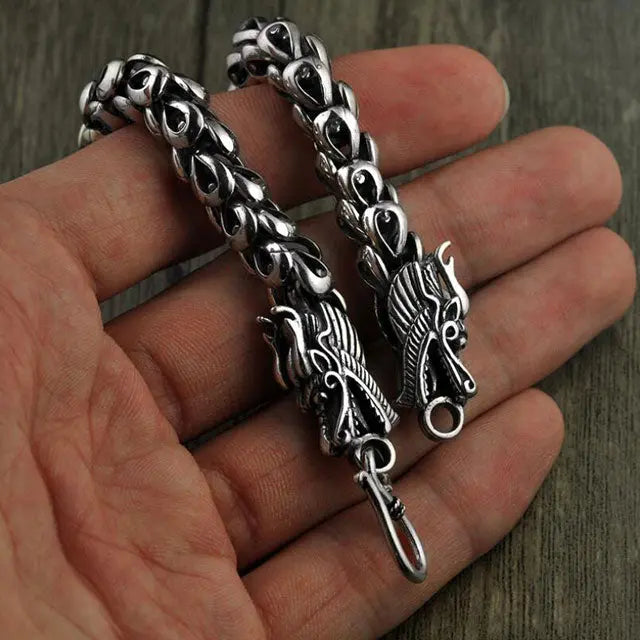 BRACELET TÊTE DE DRAGON (ARGENT) - Viking Héritage
