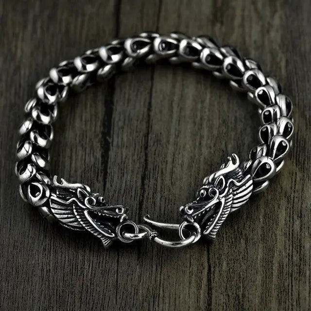 BRACELET TÊTE DE DRAGON (ARGENT) - Viking Héritage