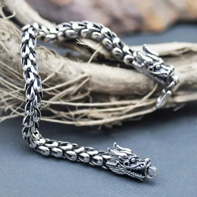 BRACELET TÊTE DE DRAGON (ARGENT) - Viking Héritage