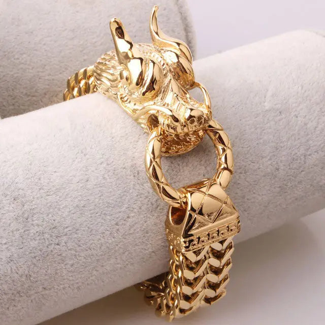 BRACELET TÊTE DE DRAGON (OR) - Viking Héritage