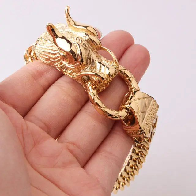 BRACELET TÊTE DE DRAGON (OR) - Viking Héritage
