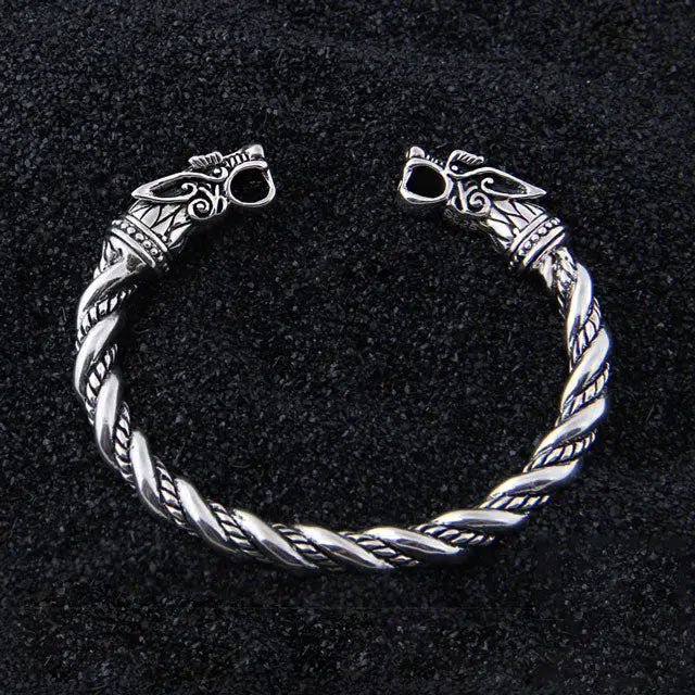 BRACELET TÊTE DE LOUP (ARGENT) - Viking Héritage