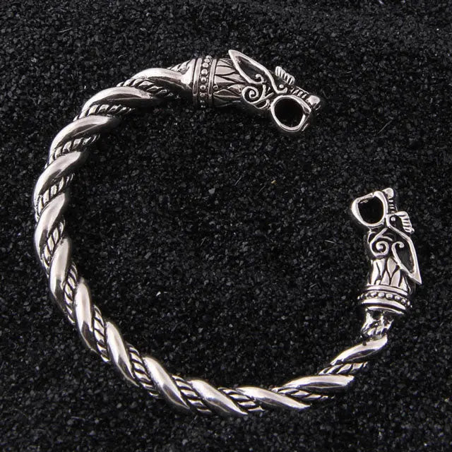 BRACELET TÊTE DE LOUP (ARGENT) - Viking Héritage