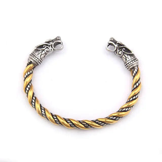 Bracelet Torsadé Loup Geri et Freki - Argent / Or