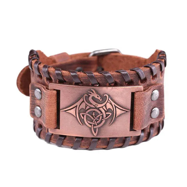 BRACELET TRADITIONNEL VIKING EN CUIR - Viking Héritage