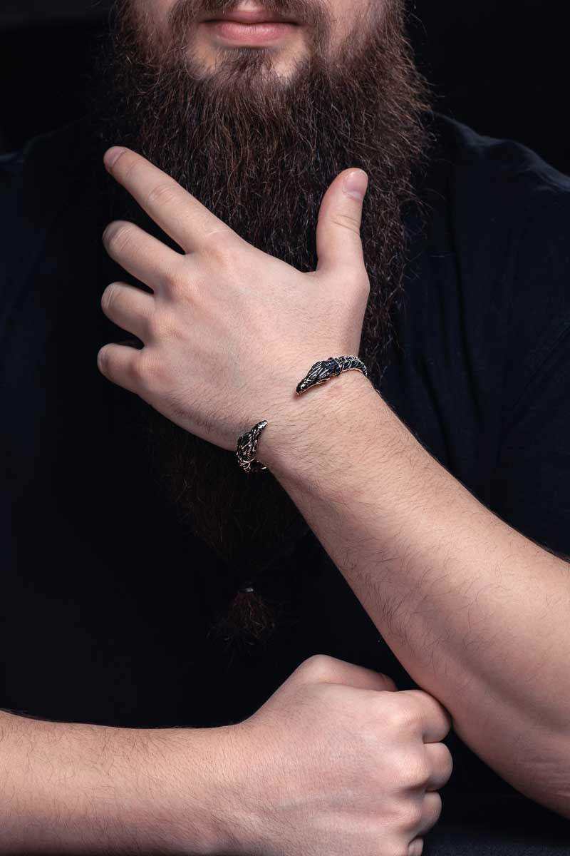 Bracelet Odin et Corbeaux — Bronze
