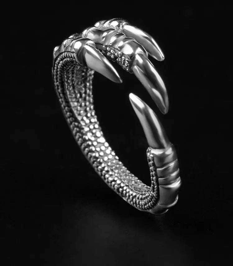 Bague Fáfnir Griffes de Dragon (Argent) - Viking Héritage