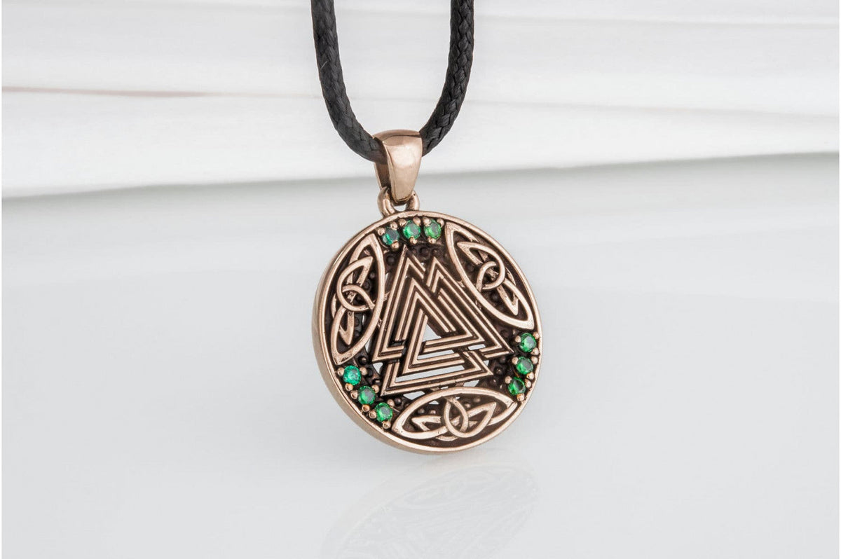 Pendentif Valknut et Zircon Cubique — Bronze