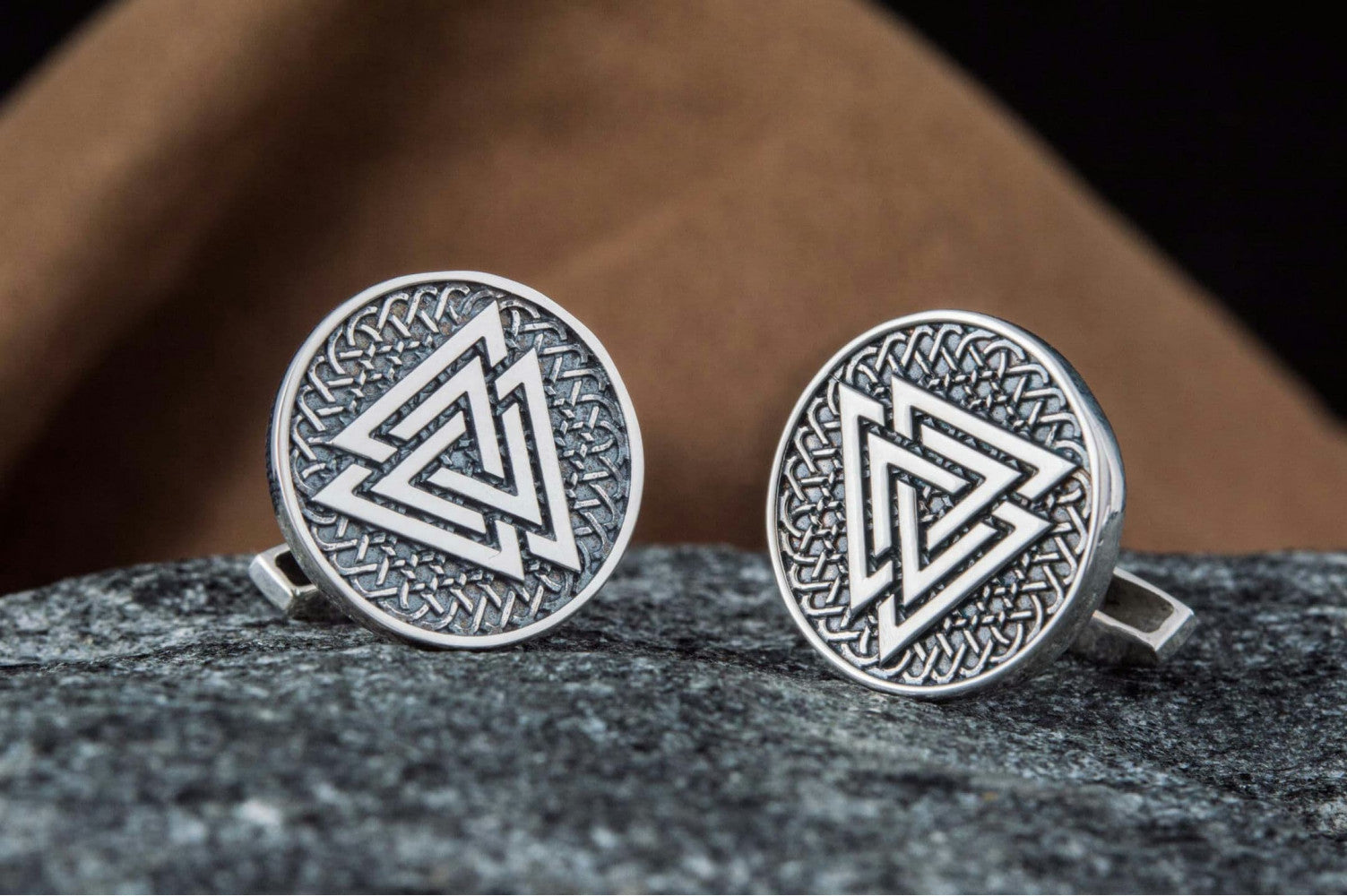 Boutons de manchette Valknut — Argent 925
