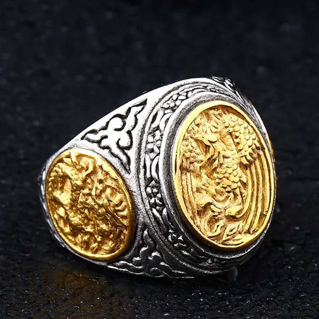 CHEVALIÈRE MYSTÈRE DU DRAGON (ACIER) - Viking Héritage