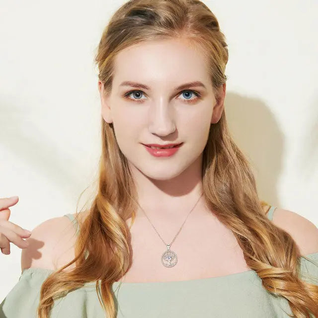 COLLIER ARBRE DE VIE COEUR DE CRISTAL (ARGENT) - Viking Héritage