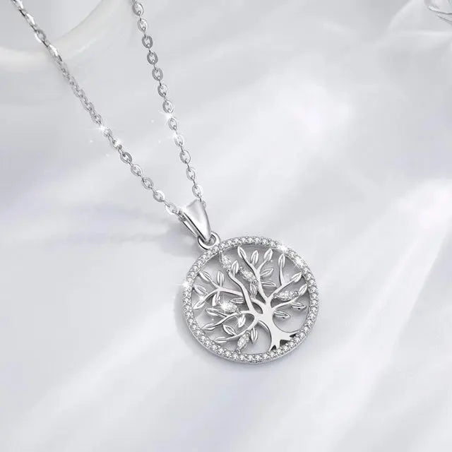 COLLIER ARBRE DE VIE FEUILLE ARGENTÉ (ARGENT) - Viking Héritage