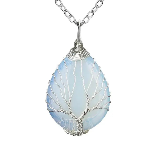 COLLIER ARBRE DE VIE PIERRE SEMI PRECIEUSE - Viking Héritage