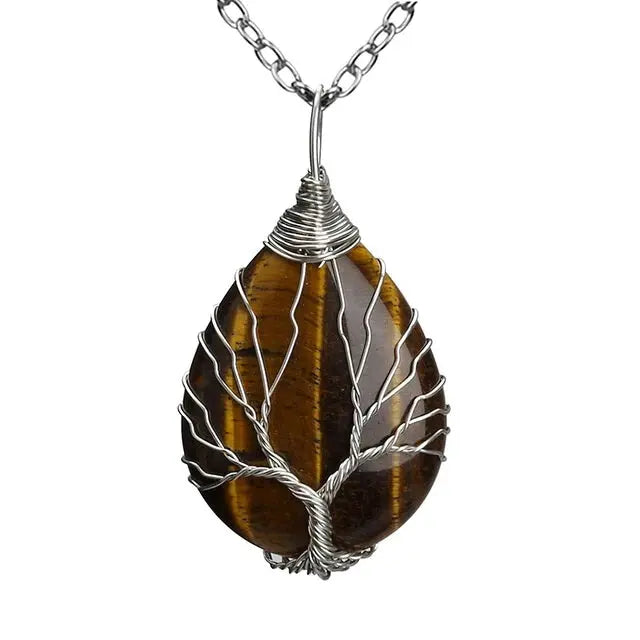 COLLIER ARBRE DE VIE PIERRE SEMI PRECIEUSE - Viking Héritage