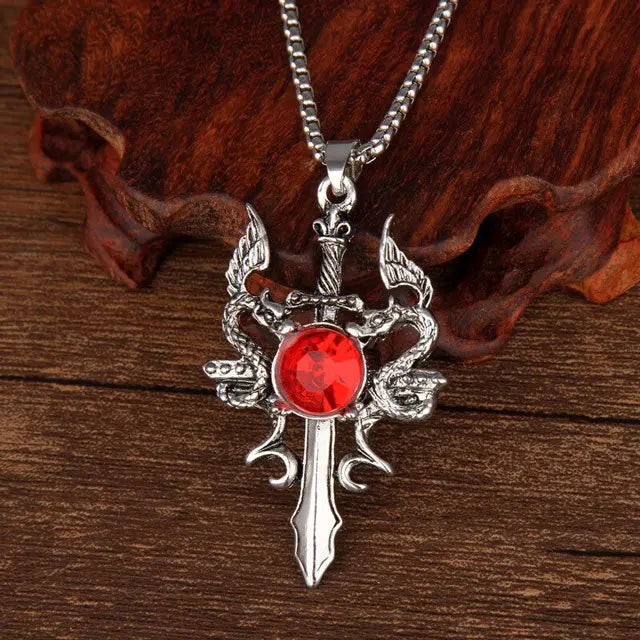 COLLIER COEUR DE DRAGON (ACIER) - Viking Héritage